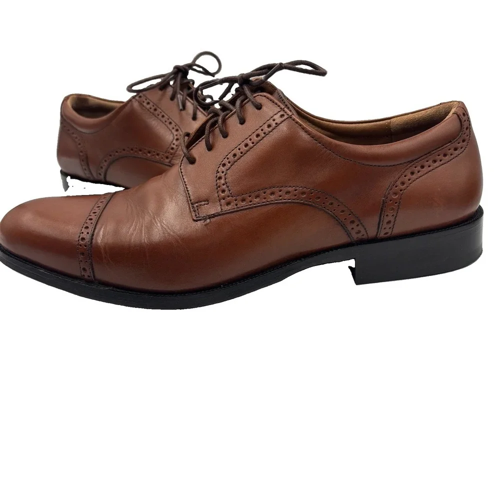 Johnston Murphy Harmon Cap Toe Oxford Shoes Mens 11 M Leather Brown 59-10676